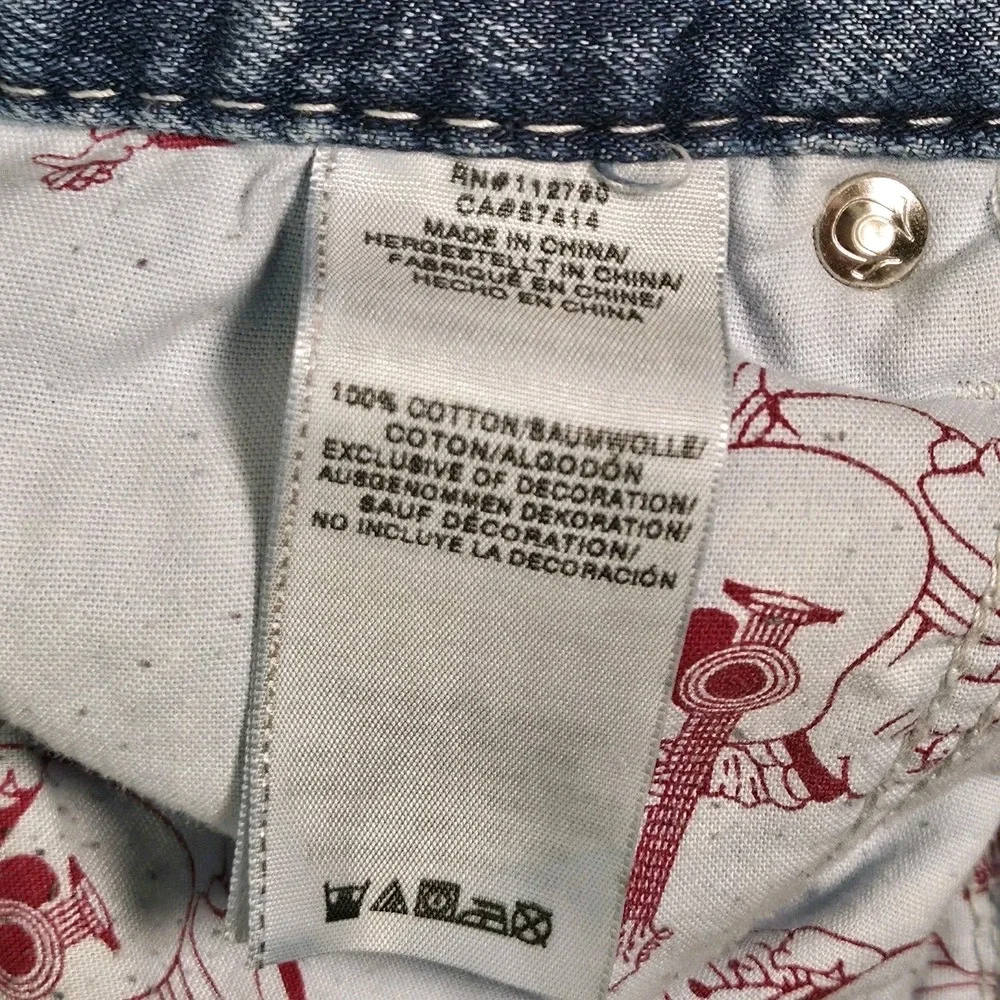 True Religion Acid Wash Ricky Straight Distressed Flap Pocket Size 33 (34x34)